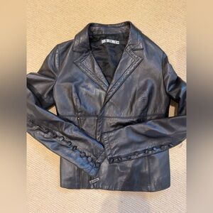 Dirk Bikkembergs Black Leather Blazer Jacket